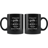 Typography Dishwasher Safe Black Mugs - We Have Peace With God ~Romans 5:1~
