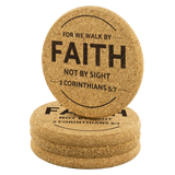 Bible Verses Cork Coasters - 2 Corinthians 5:7 (Design 13) - Meditate Healing Christian Store