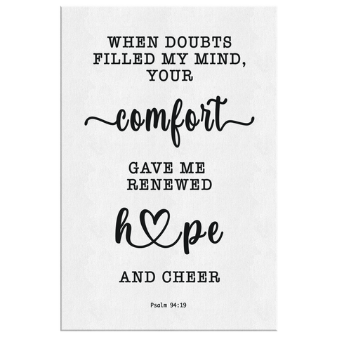 Minimalist Typography Framed Canvas - Your Comfort Delights My Soul ~Psalm 94:19~