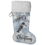 Fluffy Sherpa Lined Christmas Stocking - Have A Magical Christmas (Design: White Snowflake)