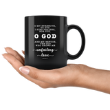 Typography Dishwasher Safe Black Mugs - God Is My Defense, My God Of Mercy ~Psalm 59:17~