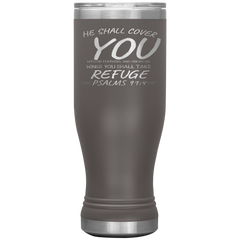 Bible Verses Boho 20oz Stainless Steel Vacuum Insulated Tumbler - Psalm 91:4 Design 10