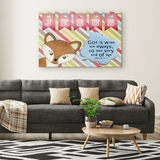 Hope Inspiring Nursery & Kids Bedroom Framed Canvas Wall Art - God Is With Me Always ~Matthew 28:20~ (Design: Fox)