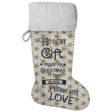 Fluffy Sherpa Lined Christmas Stocking - The Best Gift Around The Christmas Tree Is A Family Wrapped With Love (Design: Star)