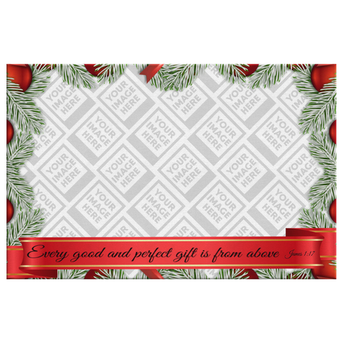 Personalized Christmas Framed Canvas Wall Art - Every Good And Perfect Gift Is From Above ~James 1:17~ (Design: Horizontal Holly)