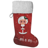 Personalised Name Fluffy Sherpa Lined Christmas Stocking - Mrs Claus (Design: Red)