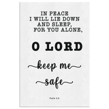 Minimalist Typography Framed Canvas - Lord Make Me Dwell In Safety ~Psalm 4:8~