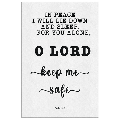 Minimalist Typography Framed Canvas - Lord Make Me Dwell In Safety ~Psalm 4:8~