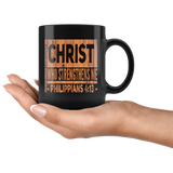 Bible Verses Black Mugs - Philippians 4:13 (Design 9) - Meditate Healing Christian Store
