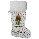 Personalised Name Fluffy Sherpa Lined Christmas Stocking - Wiseman 1 (Design: Rainbow Snowflake)