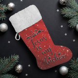 Fluffy Sherpa Lined Christmas Stocking - Jesus Is My Anchor (Design: Red)