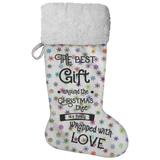 Fluffy Sherpa Lined Christmas Stocking - The Best Gift Around The Christmas Tree Is A Family Wrapped With Love (Design: Rainbow Snowflake)