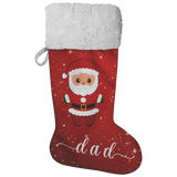 Personalised Name Fluffy Sherpa Lined Christmas Stocking - Santa (Design: Red)